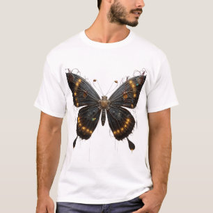 Camiseta Gráfica de Borboleta Mecânica Steampunk -