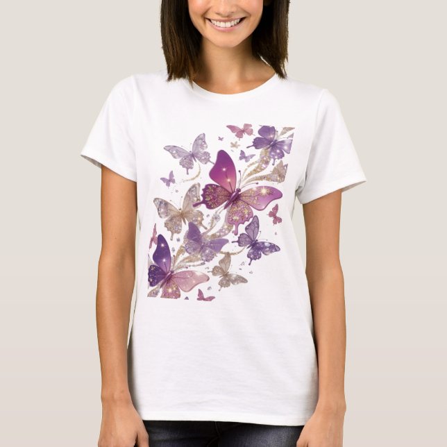 Camiseta Gráfica de Borboletas Roxas Edgy (Frente)