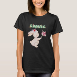 Camiseta Gráfica de Bunny Retro com Tulipa