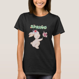 Camiseta Gráfica de Bunny Retro com Tulipa