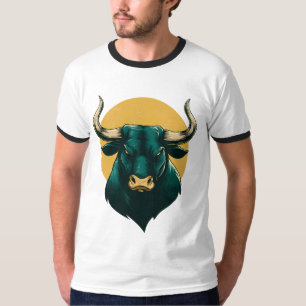 Camiseta Gráfica de Cabeça de Touro Majestoso – Fo
