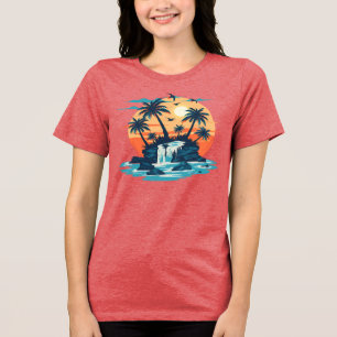 Camiseta Gráfica de Cachoeira no Pôr do Sol Tropic