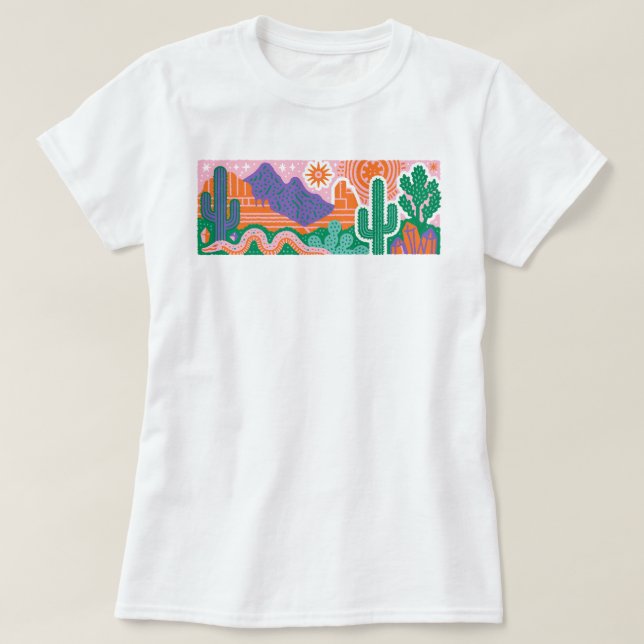 Camiseta Gráfica de Cacto do Deserto do Sudoeste (Frente do Design)