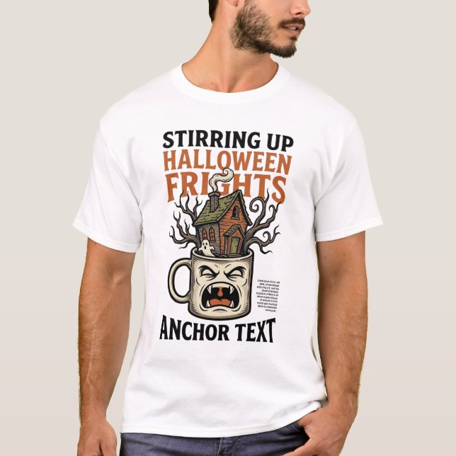 Camiseta Gráfica de Caneca Assombrada de Café Assu (Frente)