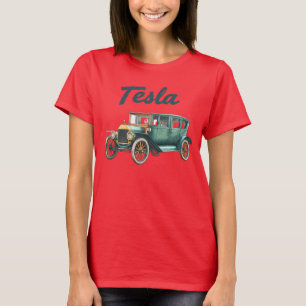 Camiseta Gráfica de Carro Elétrico Clássico Vintag