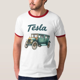 Camiseta Gráfica de Carro Elétrico Clássico Vintag