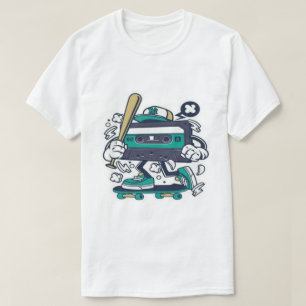 Camiseta Gráfica de Cassete Skater Anos 80 Retro C