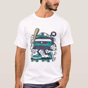 Camiseta Gráfica de Cassete Skater Anos 80 Retro C
