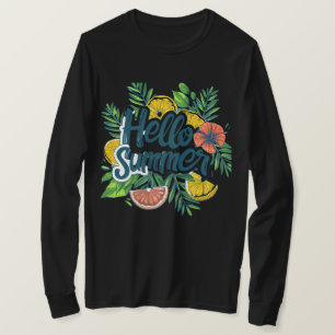 Camiseta Gráfica de Citros Tropicais Olá Verão