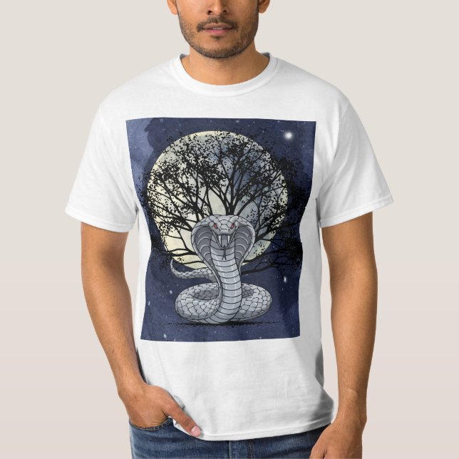 Camiseta Gráfica de Cobra Mística e Árvore (Frente)