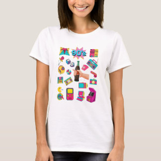 Camiseta Gráfica de Colagem de Adesivos Retro Dood
