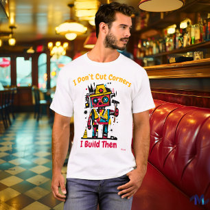 Camiseta Gráfica de Construtor de Robôs Vibrantes