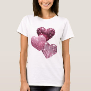 Camiseta Gráfica de Corações Cor-de-rosa Clássicos