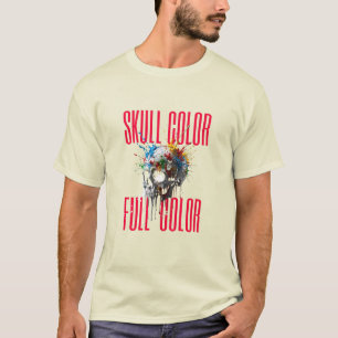 Camiseta Gráfica de Cores Cheias com Caveira