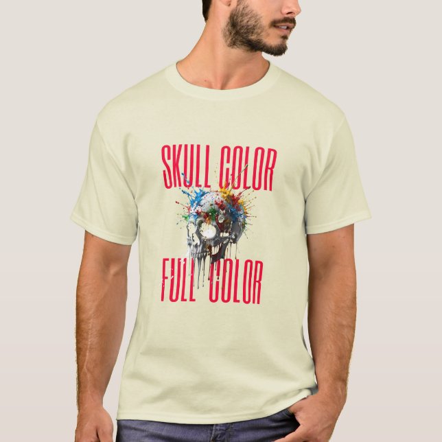 Camiseta Gráfica de Cores Cheias com Caveira (Frente)