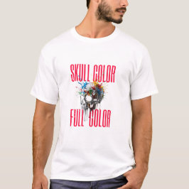 Camiseta Gráfica de Cores Totais com Crânio