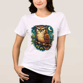 Camiseta Gráfica de Coruja Inteligente e Fofa à No