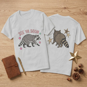 Camiseta Gráfica de Dupla Face See Ya Soon Raccoon