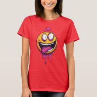 Camiseta Gráfica de Emoji de Amor Louco Engraçado