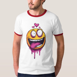 Camiseta Gráfica de Emoji de Amor Louco Engraçado