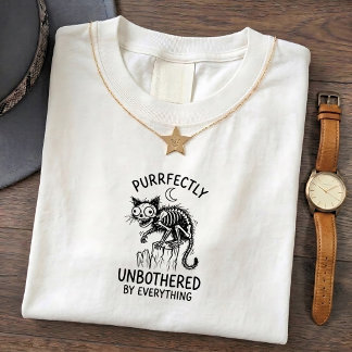 Camiseta Gráfica de Esqueleto de Gato Engraçado
