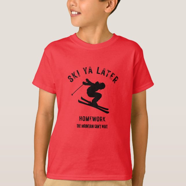Camiseta Gráfica de Esqui para Crianças (Frente)