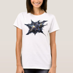 Camiseta Gráfica de Estrelas Abstratas em Ouro Est