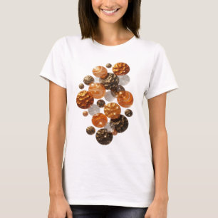 Camiseta Gráfica de Estrelas Laranja Prata na Moda