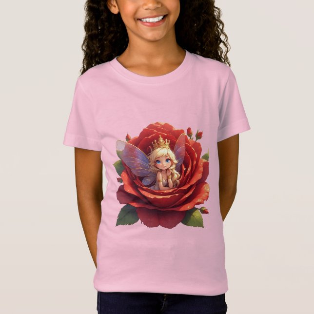 🌹 Camiseta Gráfica de Fada Princesa Para Meninas  (Frente)