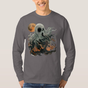 Camiseta Gráfica de Fantasma Assombrando e Lua