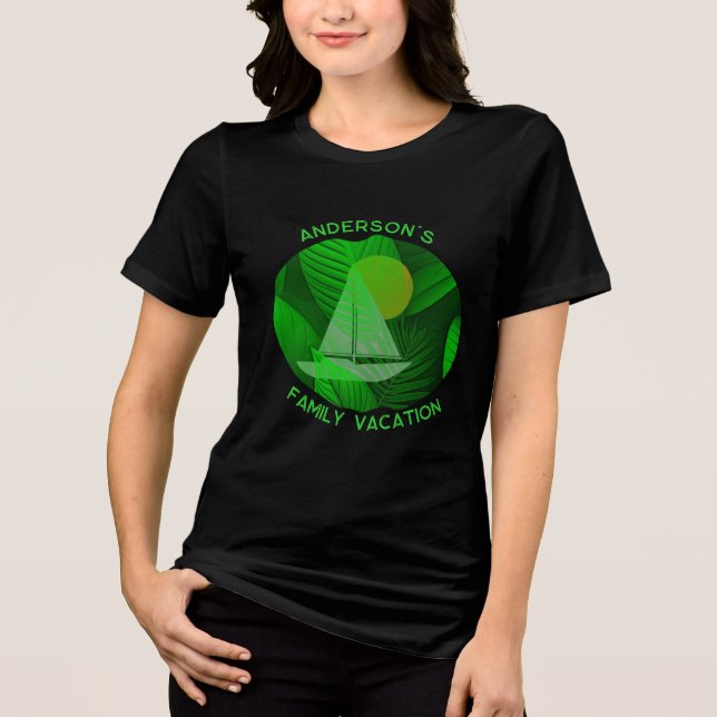 Camiseta Gráfica De Férias Familiares Verde (Frente)
