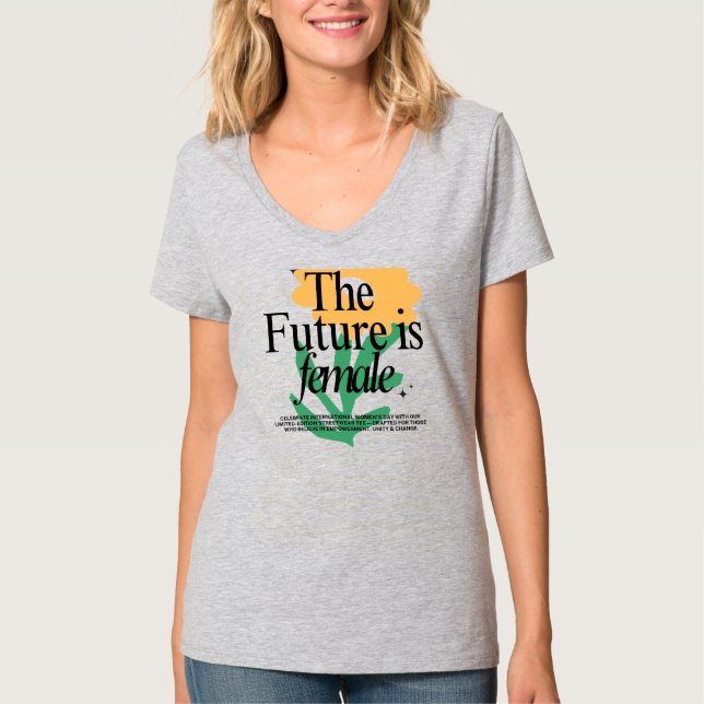 Camiseta Gráfica de Flor Feminista Empoderamento d (Frente)