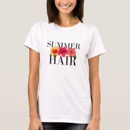 Camiseta Gráfica de Flor Havaiana de Cabelo de Ver