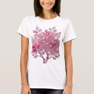 Camiseta Gráfica de Folhas Brilhantes Prateadas