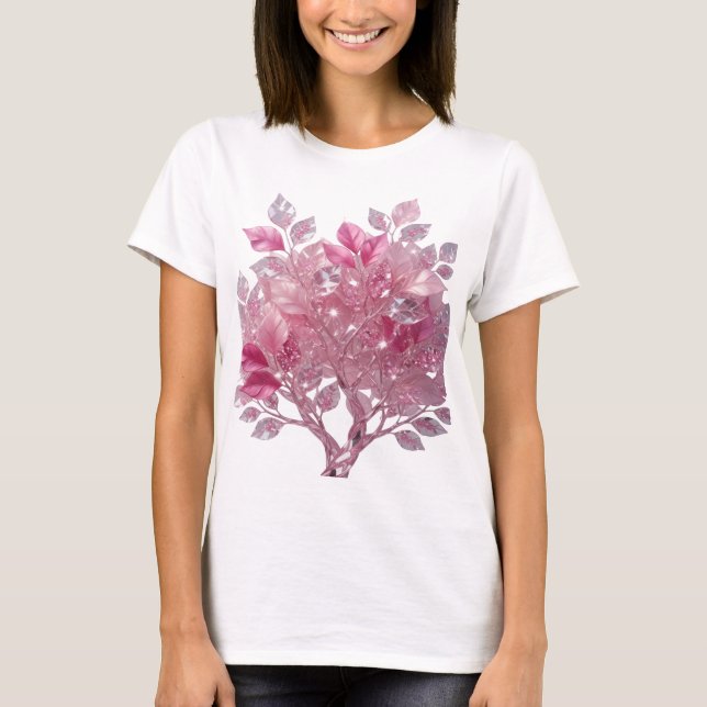 Camiseta Gráfica de Folhas Brilhantes Prateadas (Frente)
