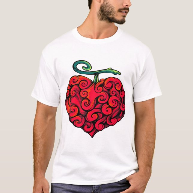 Camiseta Gráfica de Fruta em Forma de Chama em Cor (Frente)
