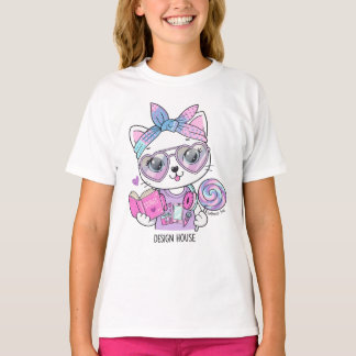 Camiseta Gráfica de Gata Fofa e Moderna