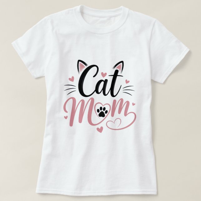 Camiseta Gráfica de Gata Mãe Fofa (Frente do Design)