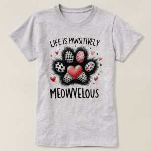 Camiseta Gráfica de Gato Engraçado - Pawsitivament