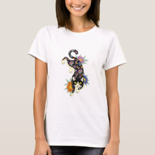 Camiseta Gráfica de Gato Floral, Mãe de Gatinho de