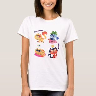 Camiseta Gráfica de Gato Fofa Kawaii para Amantes