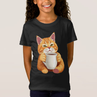Camiseta Gráfica de Gato Ginger Fofo para Crianças