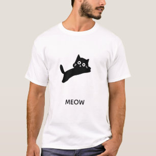 Camiseta Gráfica de Gato Meow Minimalista Fofa