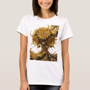 Camiseta Gráfica de GIRASÓIS DOURADOS Prata na Mod