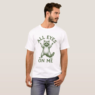 Camiseta Gráfica de Guaxinim Engraçado Olhos em Mi
