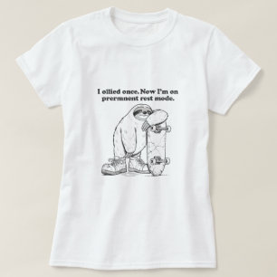 Camiseta Gráfica de Humor com Preguiça Skatista