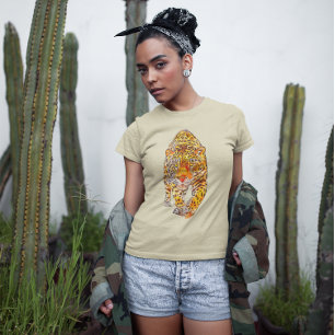 Camiseta Gráfica de Jaguar de Aguarela Gato Selvagem