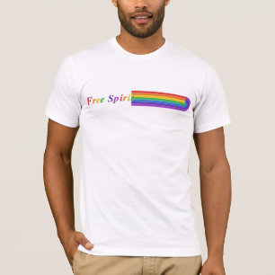 Camiseta Gráfica de Listras Retrô Arco-Íris Espíri
