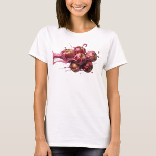 Camiseta Gráfica de Maçã Abstrata Vermelha e Estil
