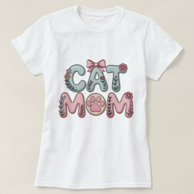 Camiseta Gráfica de Mãe de Gato Fofa (Frente do Design)